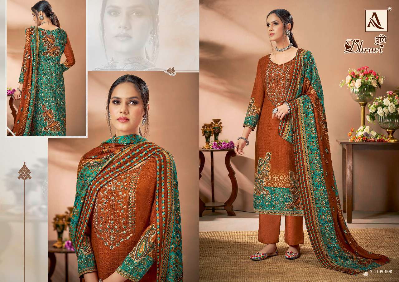 Alok Dhruvi Catalog Embroidery Winter Wear Pashmina Dress Materials Wholesale