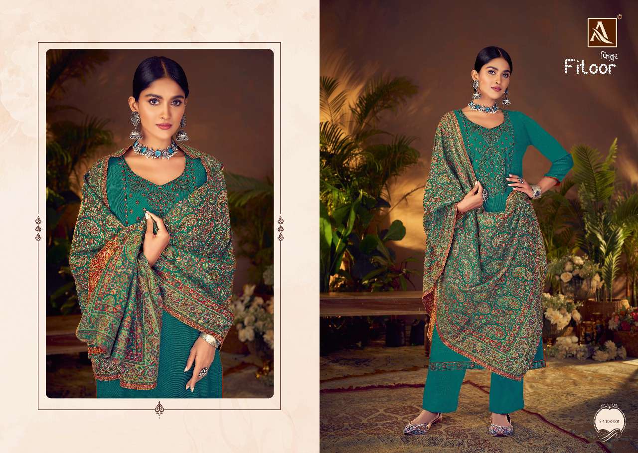 Alok Fitoor Catalog Embroidery Wear Pashmina Winter Dress Materials Wholesale