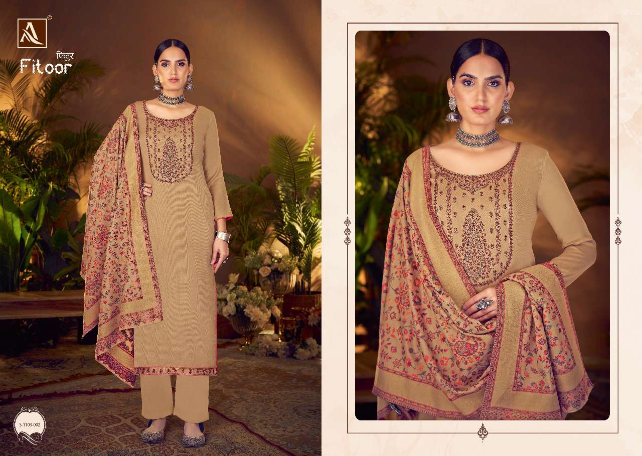 Alok Fitoor Catalog Embroidery Wear Pashmina Winter Dress Materials Wholesale