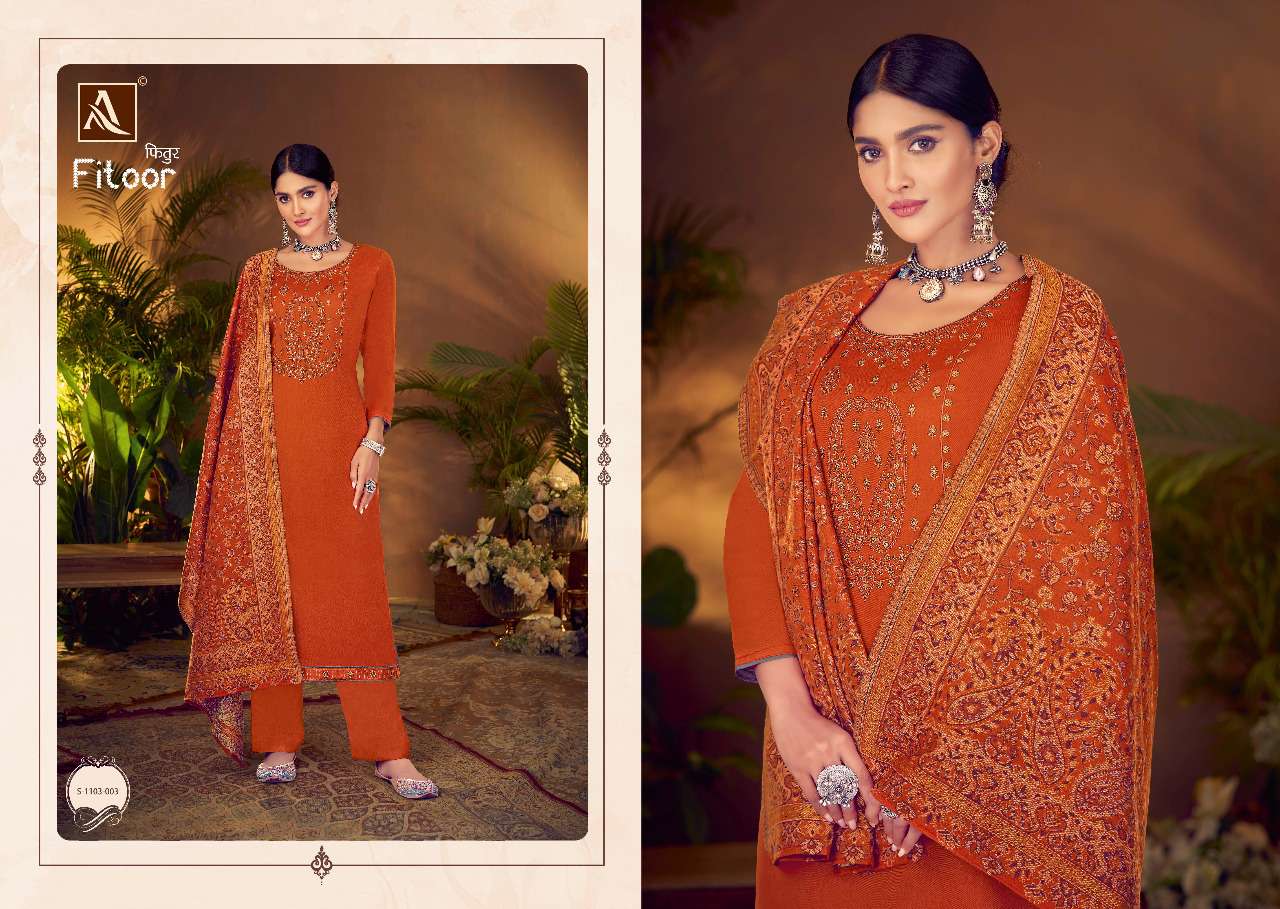 Alok Fitoor Catalog Embroidery Wear Pashmina Winter Dress Materials Wholesale