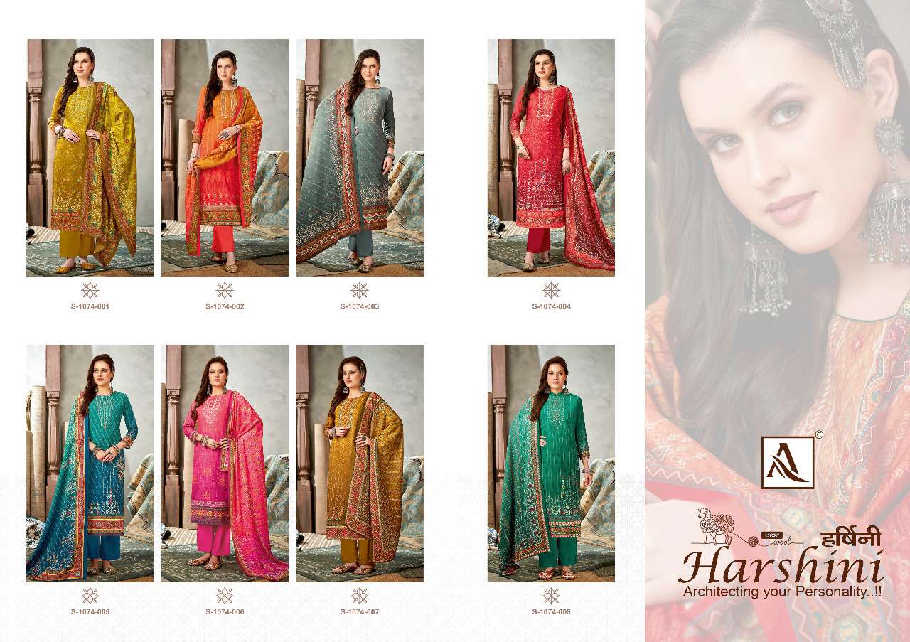 Alok Harshini Catalog Winter Wear Pashmina Dress Materials Wholesale