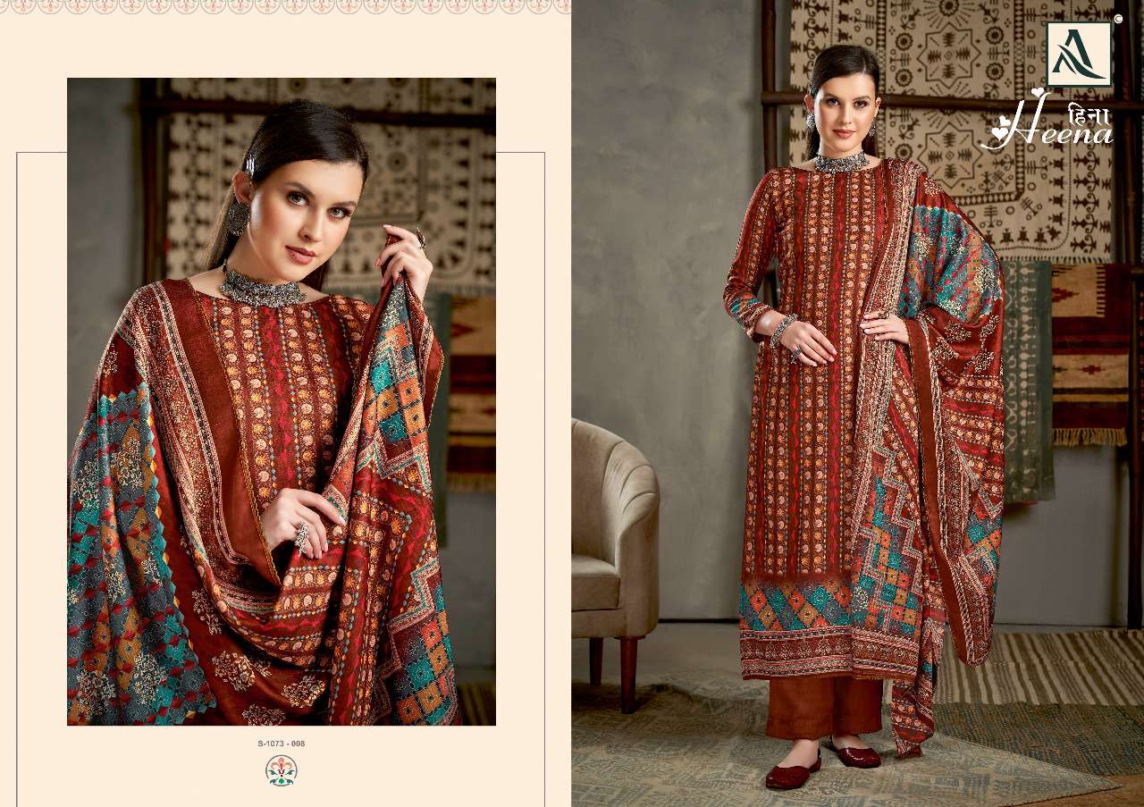 Alok Heena Catalog Pure Wool Pashmina Dress Materials Wholesale