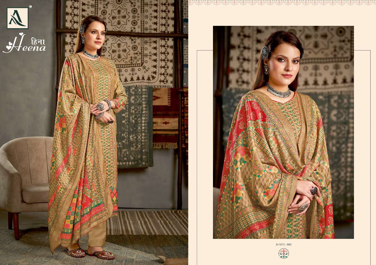 Alok Heena Catalog Pure Wool Pashmina Dress Materials Wholesale