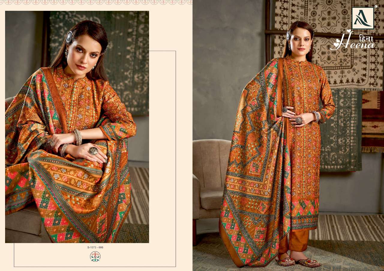 Alok Heena Catalog Pure Wool Pashmina Dress Materials Wholesale