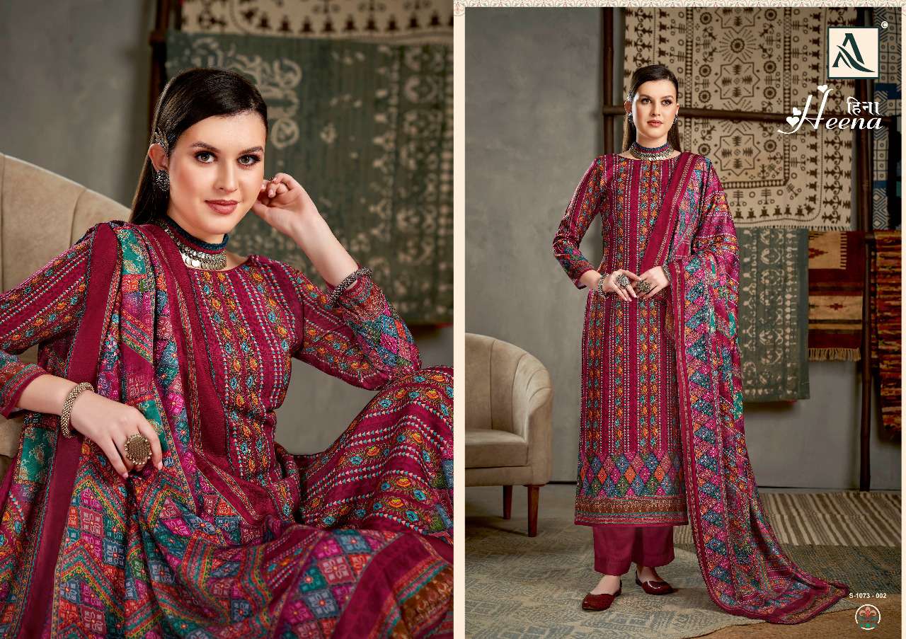 Alok Heena Catalog Pure Wool Pashmina Dress Materials Wholesale