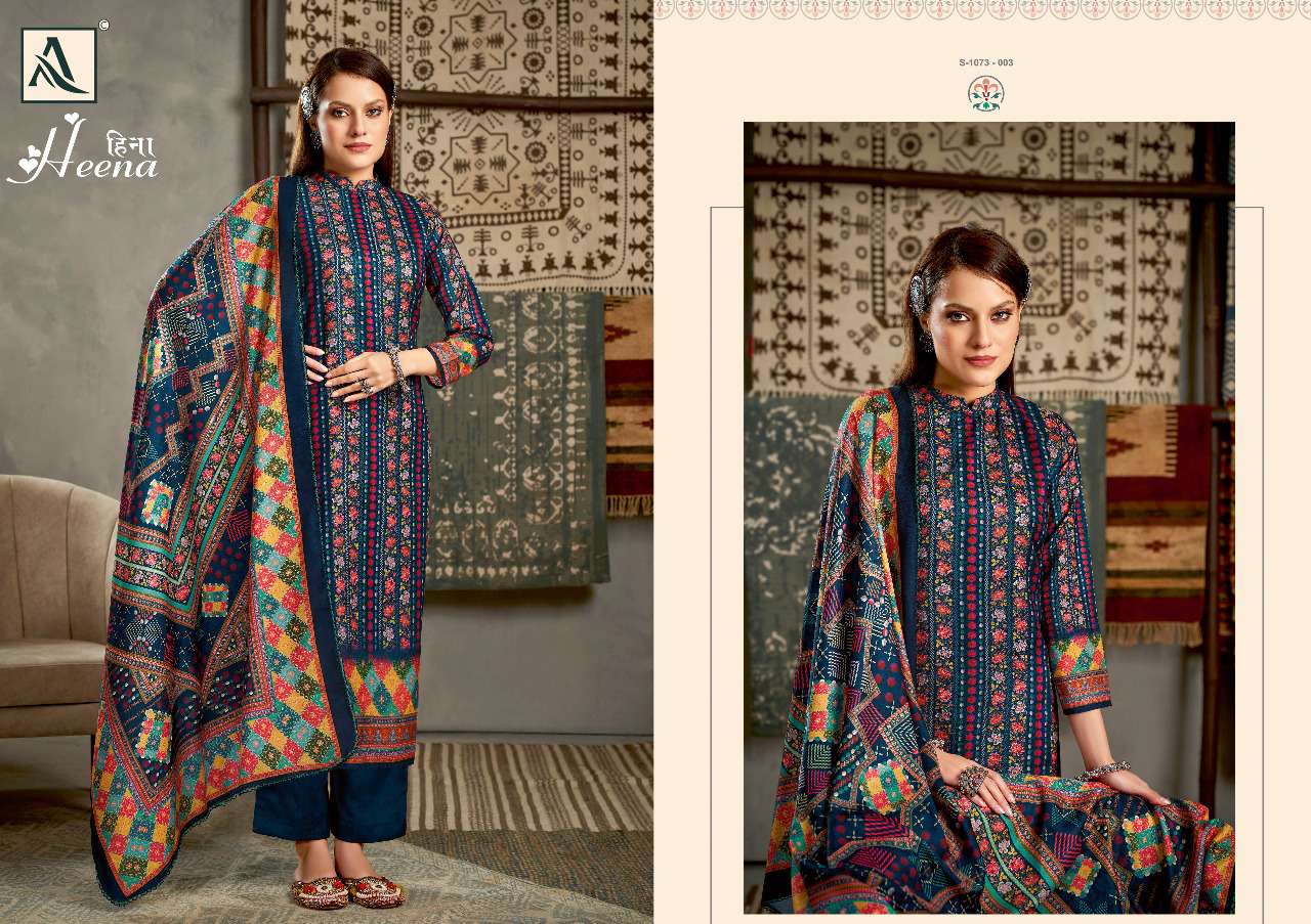Alok Heena Catalog Pure Wool Pashmina Dress Materials Wholesale