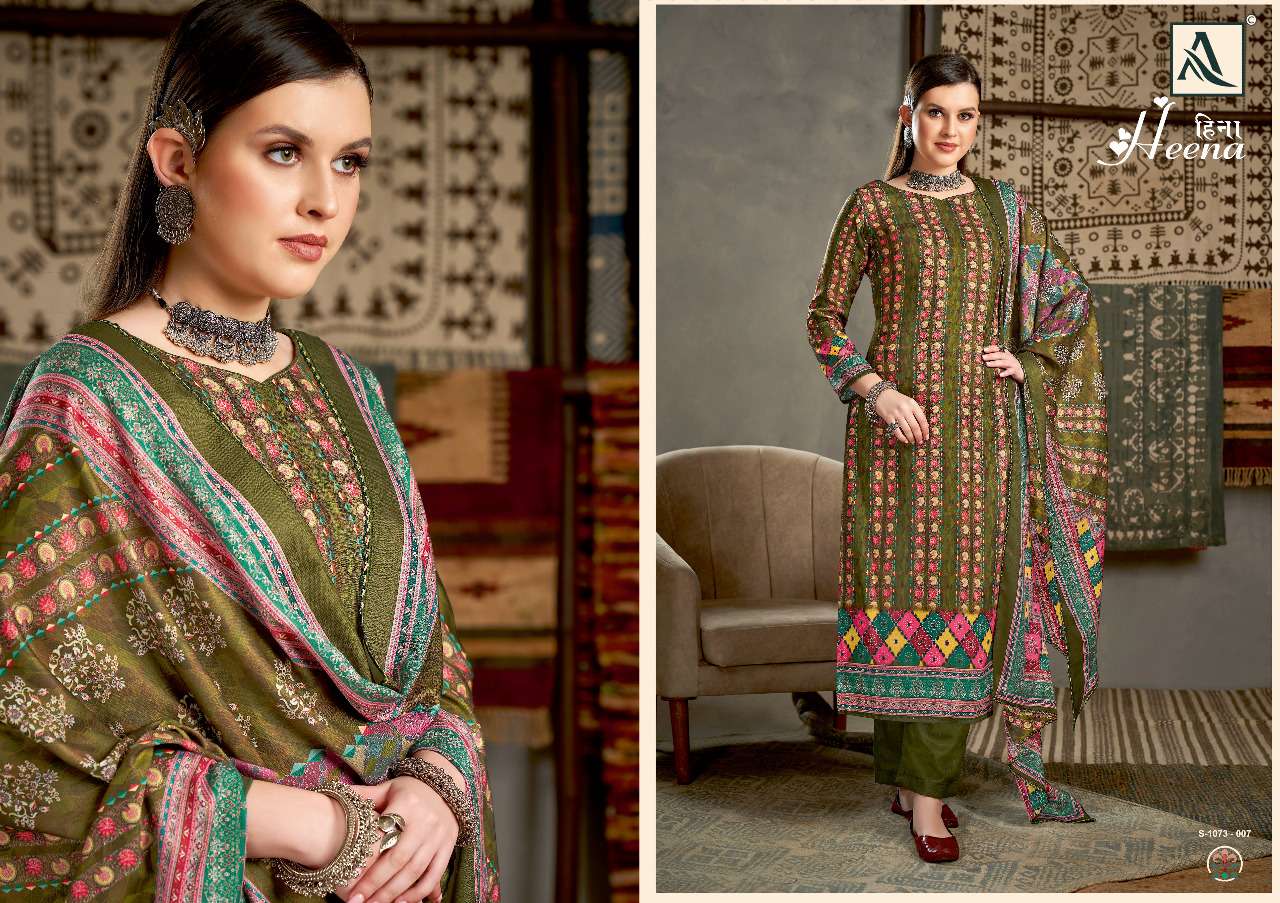 Alok Heena Catalog Pure Wool Pashmina Dress Materials Wholesale