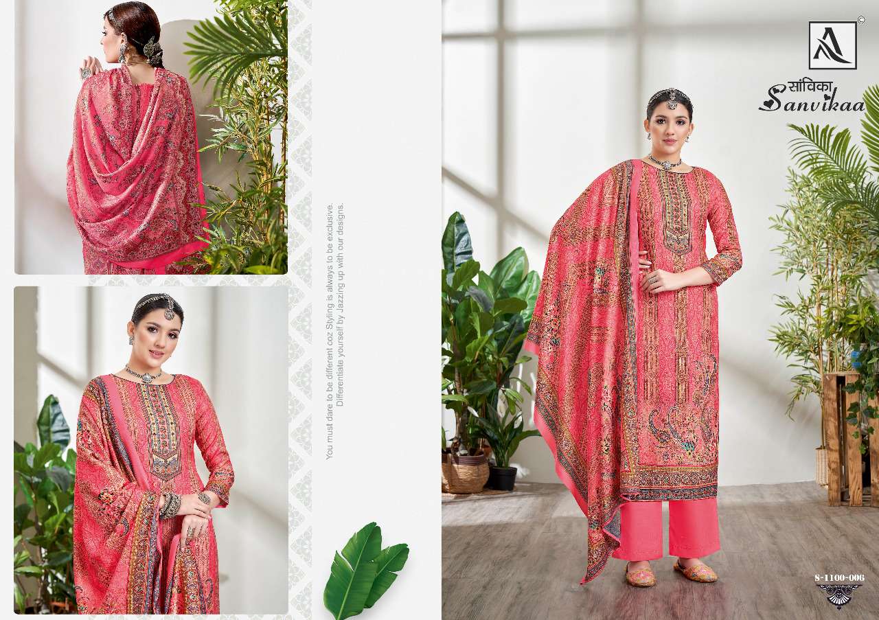 Alok Sanvikaa Catalog Designer Wear Pashmina Dress Materials Wholesale