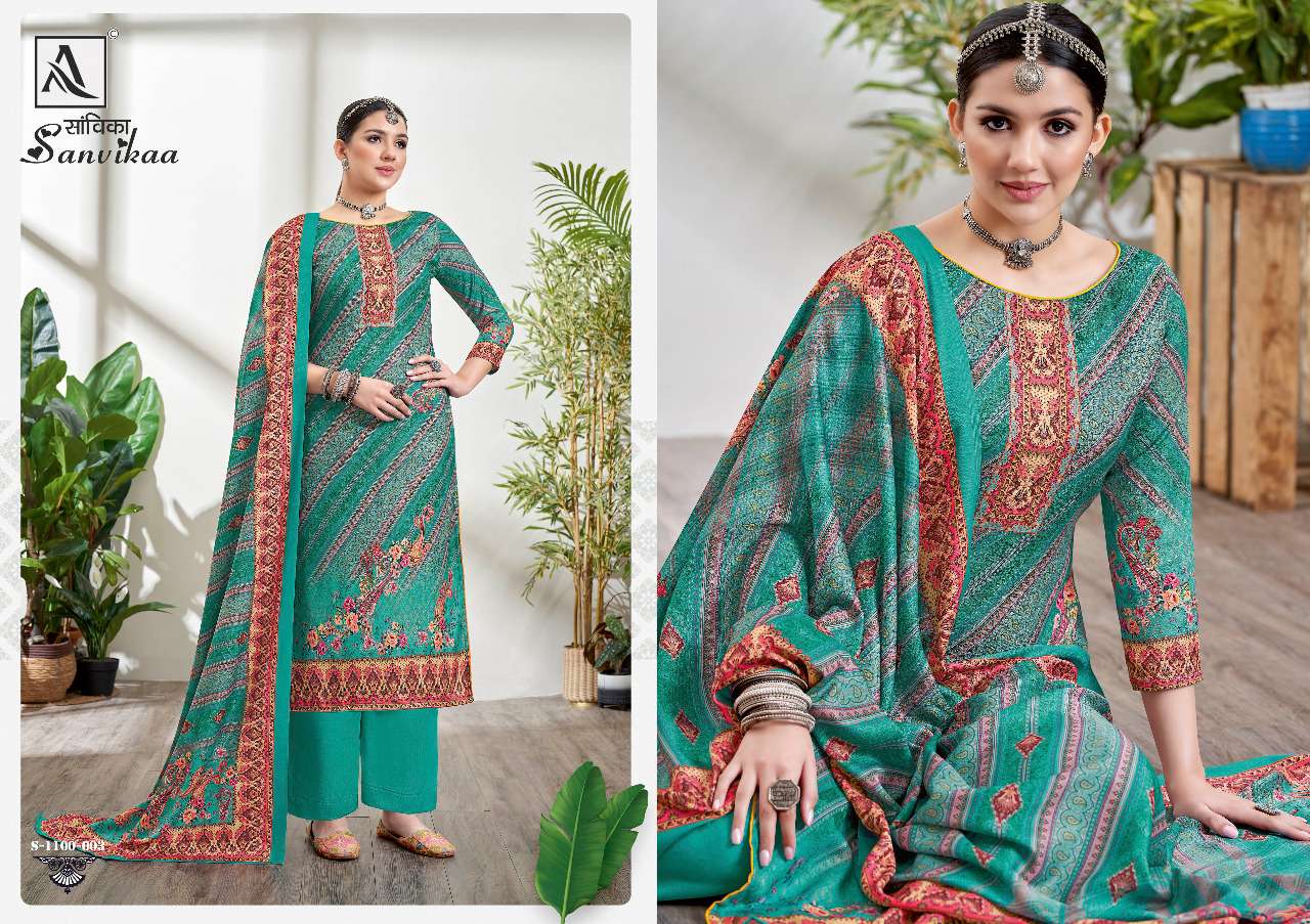 Alok Sanvikaa Catalog Designer Wear Pashmina Dress Materials Wholesale