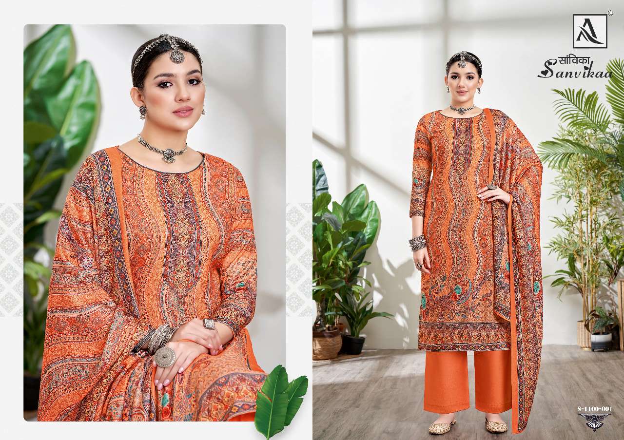 Alok Sanvikaa Catalog Designer Wear Pashmina Dress Materials Wholesale