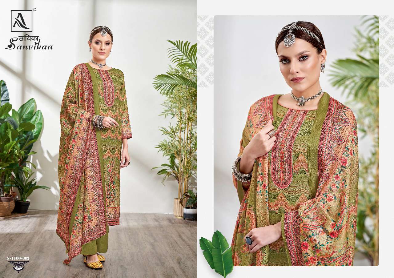 Alok Sanvikaa Catalog Designer Wear Pashmina Dress Materials Wholesale