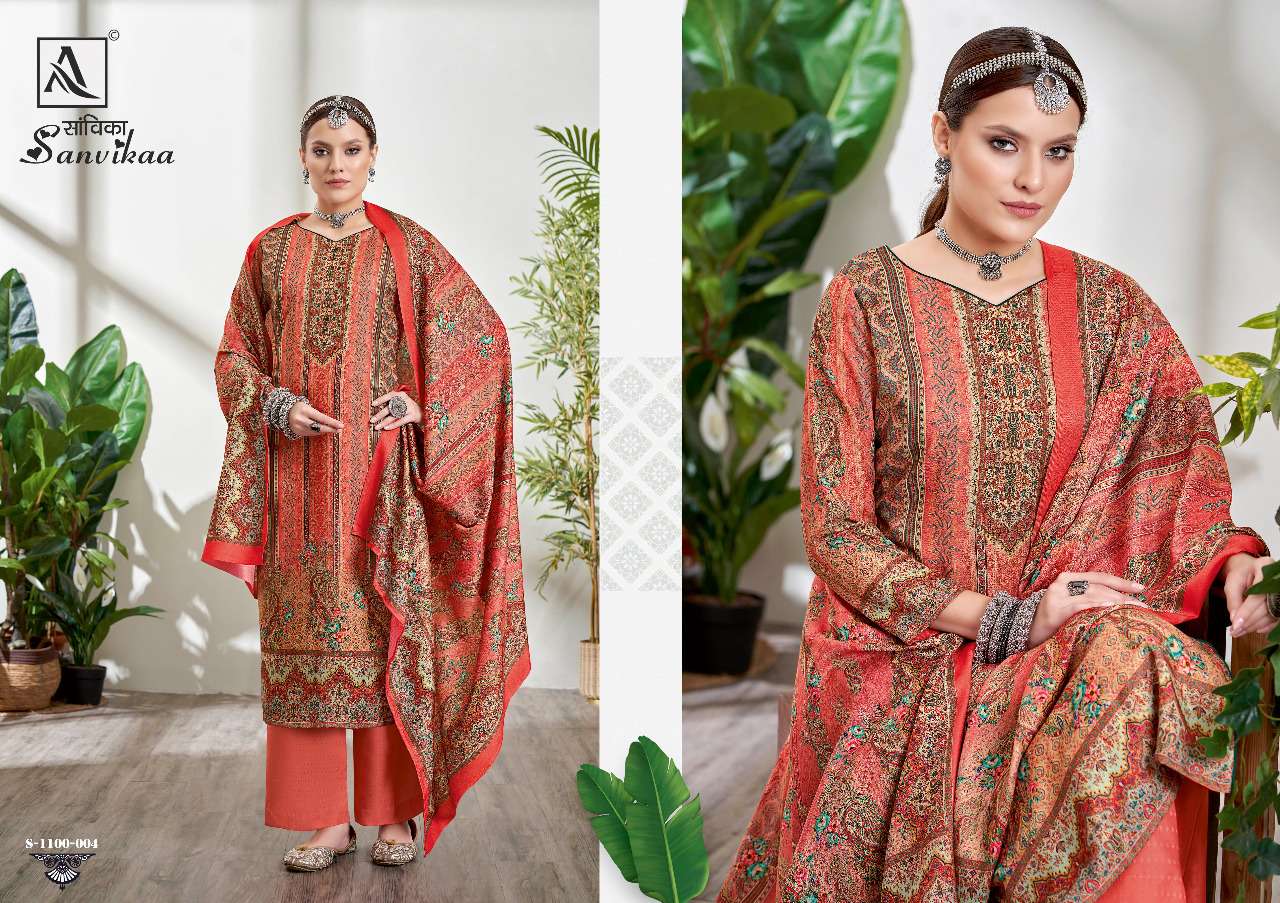 Alok Sanvikaa Catalog Designer Wear Pashmina Dress Materials Wholesale