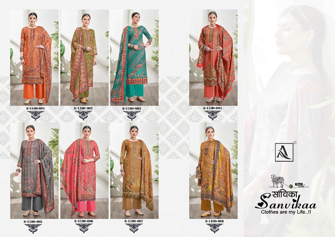 Alok Sanvikaa Catalog Designer Wear Pashmina Dress Materials Wholesale