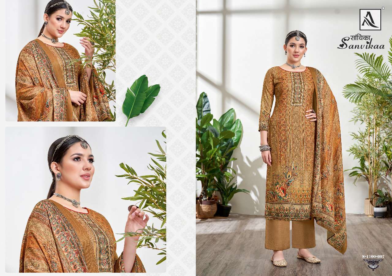 Alok Sanvikaa Catalog Designer Wear Pashmina Dress Materials Wholesale