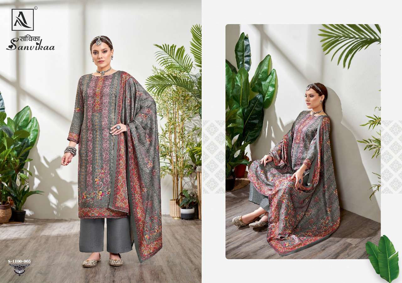 Alok Sanvikaa Catalog Designer Wear Pashmina Dress Materials Wholesale