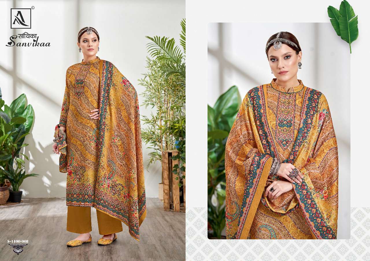 Alok Sanvikaa Catalog Designer Wear Pashmina Dress Materials Wholesale