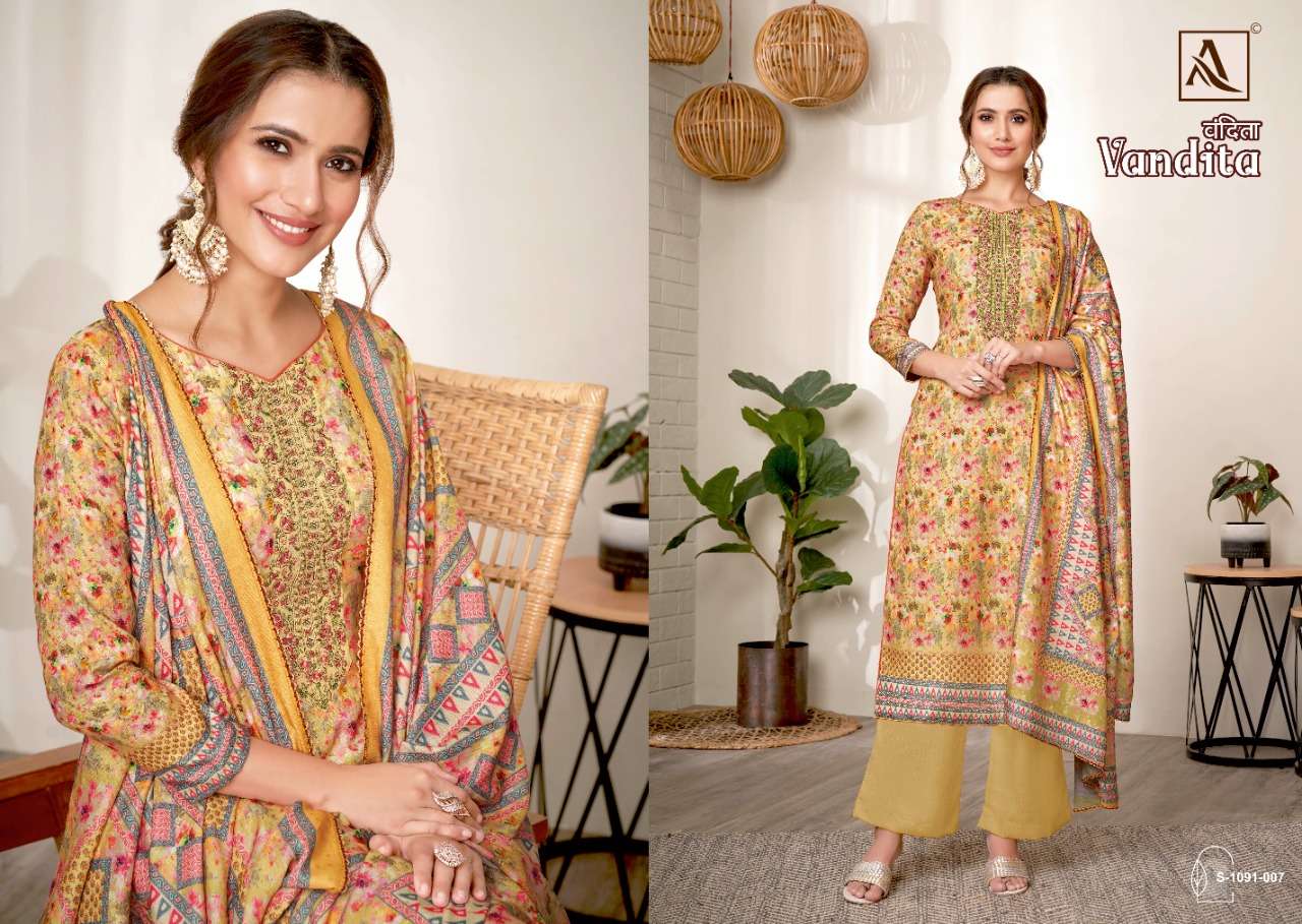 Alok Vandita Catalog Designer Pashmina Dress Materials Wholesale