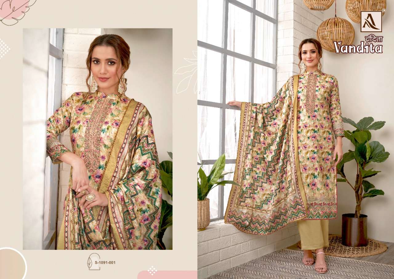 Alok Vandita Catalog Designer Pashmina Dress Materials Wholesale