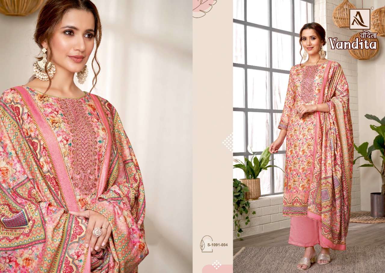 Alok Vandita Catalog Designer Pashmina Dress Materials Wholesale