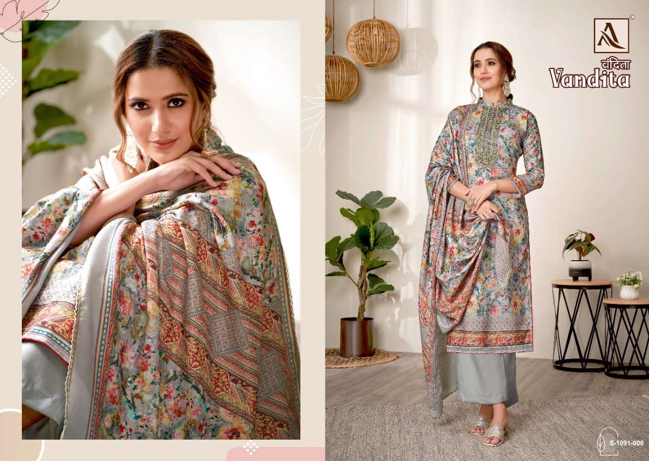 Alok Vandita Catalog Designer Pashmina Dress Materials Wholesale