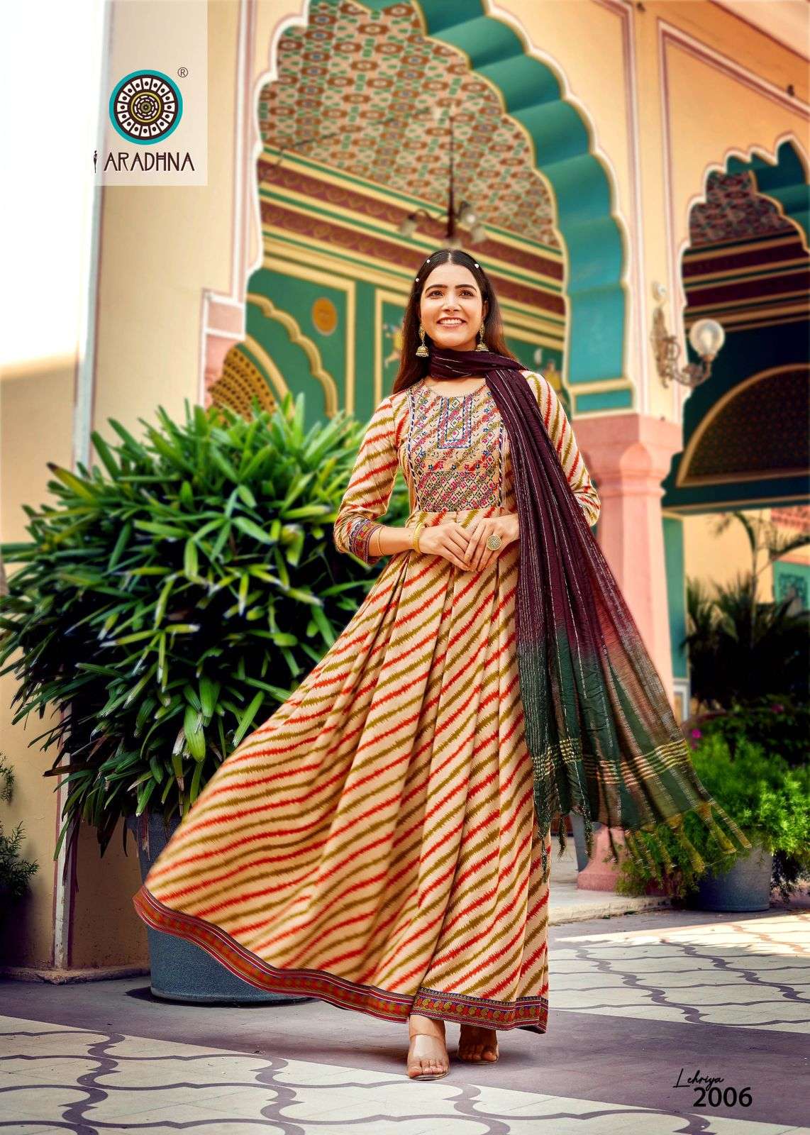 Aradhna Lehriya Vol 2 Catalog Fancy Wear Anarkali Kurti With Dupatta Wholesale