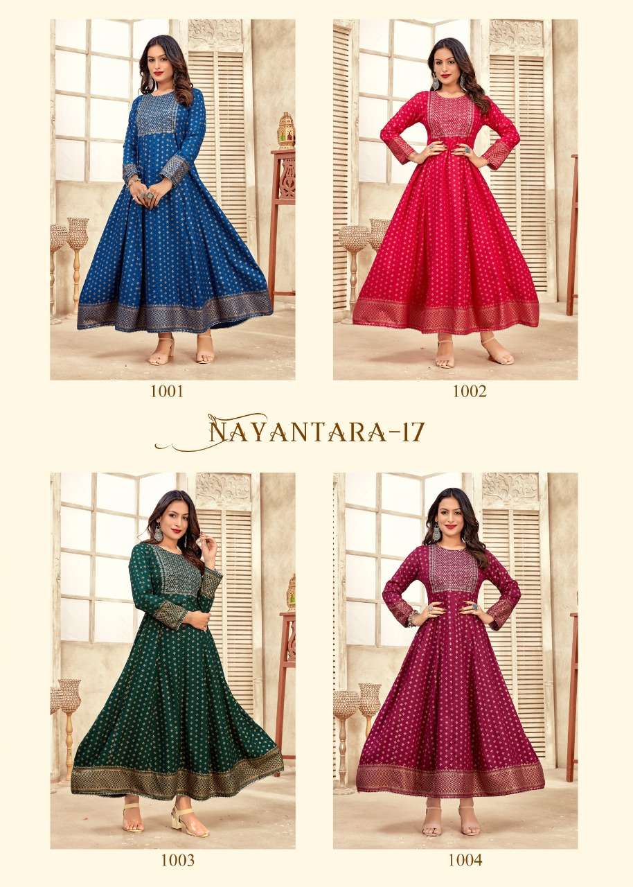 Banwery Nayanthara Vol 17 Catalog Embroidery Wear Long Anarkali Kurtis Wholesale