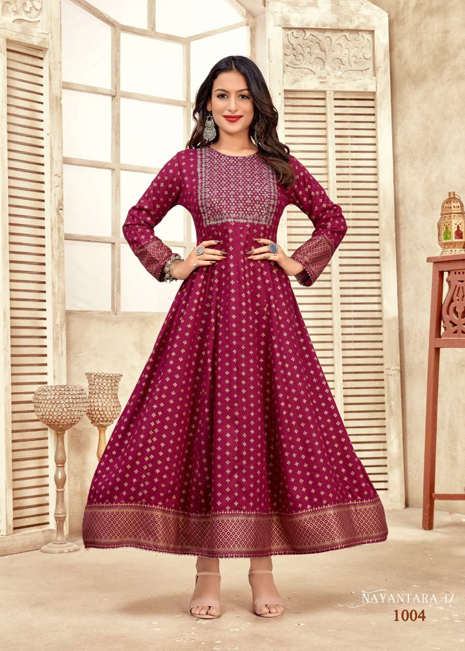 Banwery Nayanthara Vol 17 Catalog Embroidery Wear Long Anarkali Kurtis Wholesale