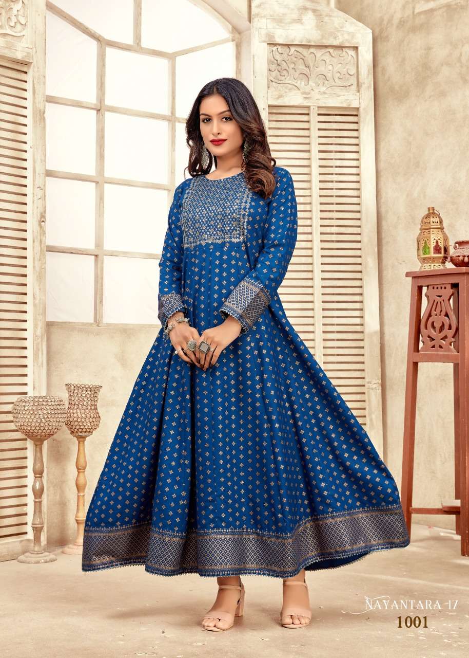 Banwery Nayanthara Vol 17 Catalog Embroidery Wear Long Anarkali Kurtis Wholesale