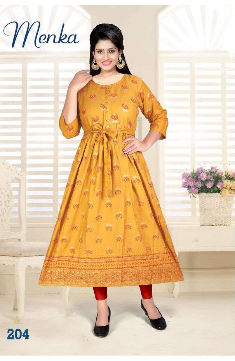 Beauty Menka Vol 2 Catalog Rayon Designer Long Gown Style Kurtis Wholesale
