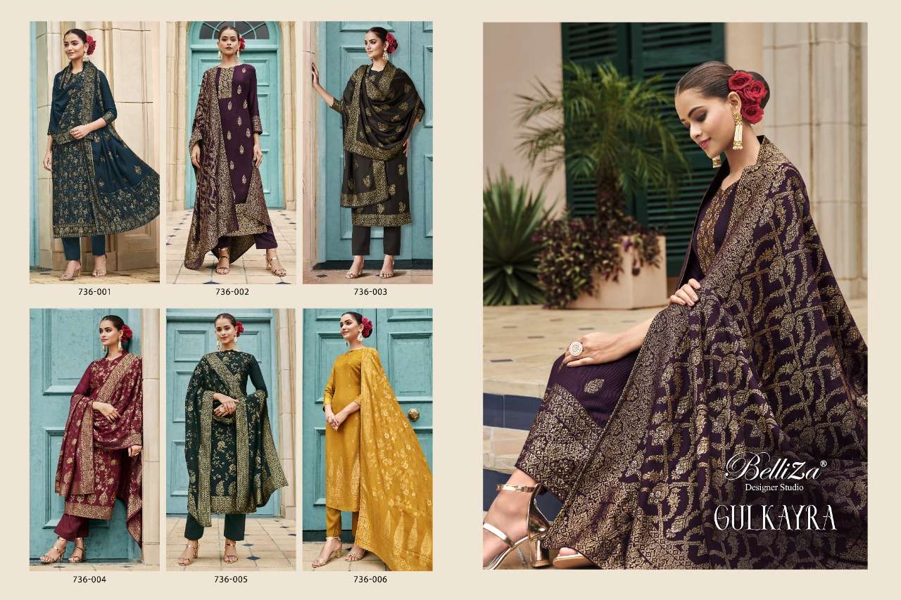 Belliza Gulkayra Catalog Ready Made Exclusive Wear Pashmina Dress Materials Wholesale