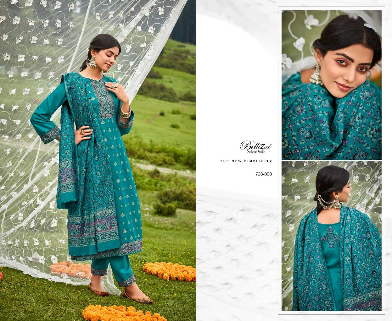 Belliza Izaara Catalog Premium Woolen Pashmina Dress Materials Wholesale