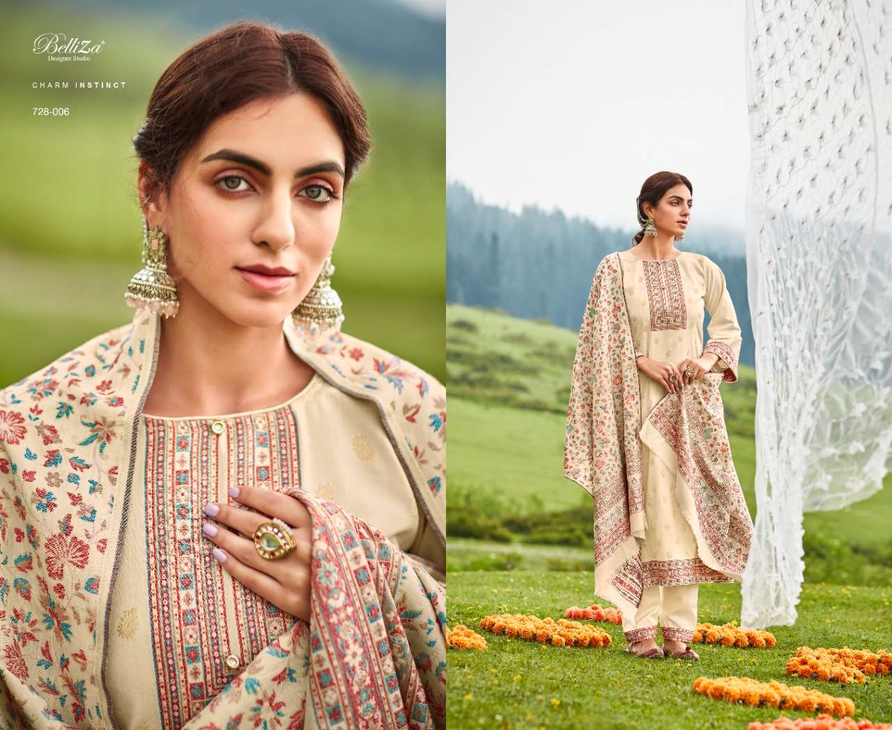 Belliza Izaara Catalog Premium Woolen Pashmina Dress Materials Wholesale