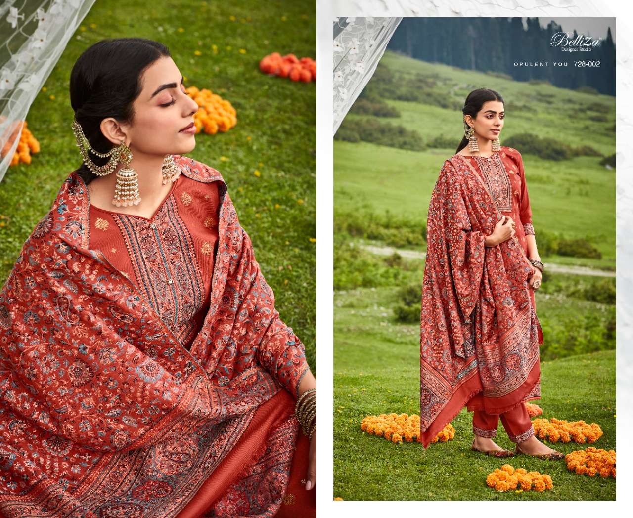 Belliza Izaara Catalog Premium Woolen Pashmina Dress Materials Wholesale