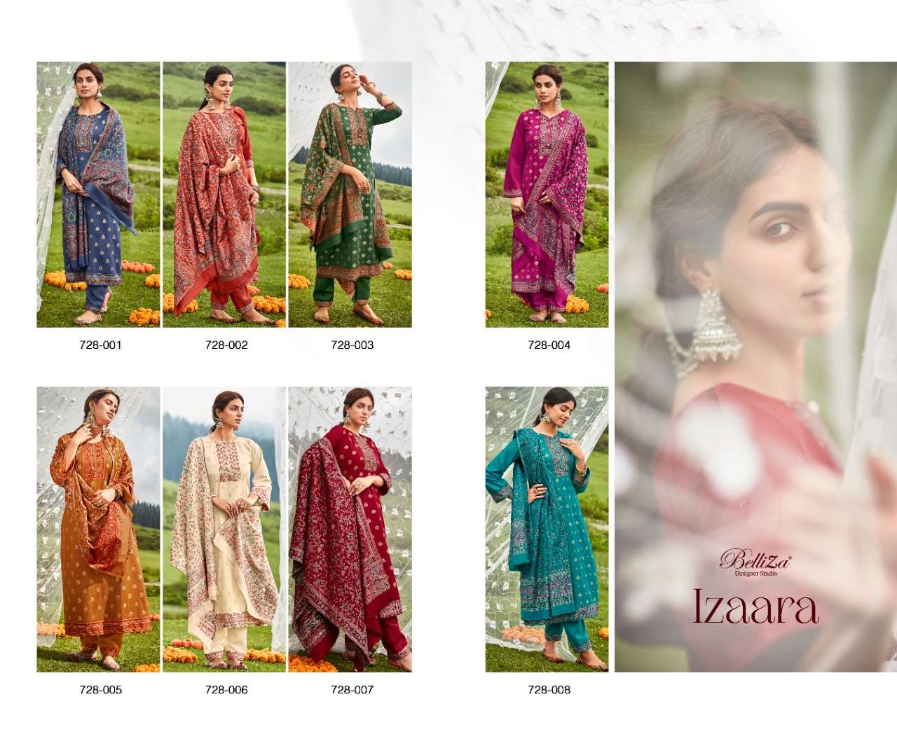 Belliza Izaara Catalog Premium Woolen Pashmina Dress Materials Wholesale