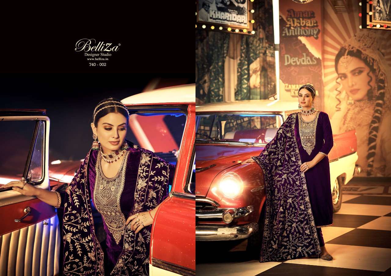 Belliza Kohinoor Catalog Embroidery Wear Velvet Dress Materials Wholesale