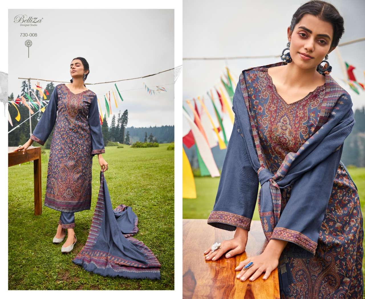 Belliza Nazma Catalog Wool Pashmina Kaani Weaving Jaquard Dress Materials Wholesale
