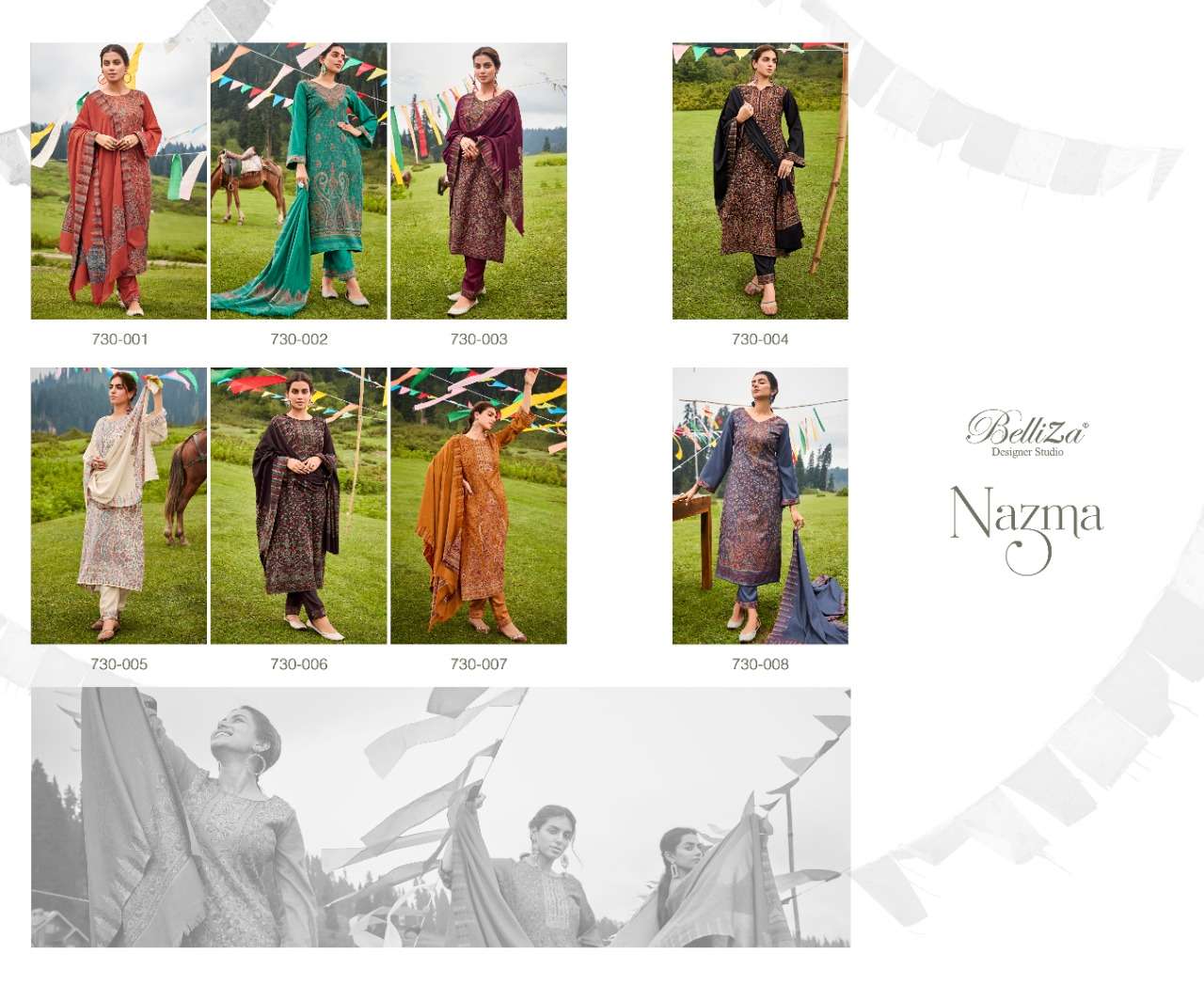 Belliza Nazma Catalog Wool Pashmina Kaani Weaving Jaquard Dress Materials Wholesale