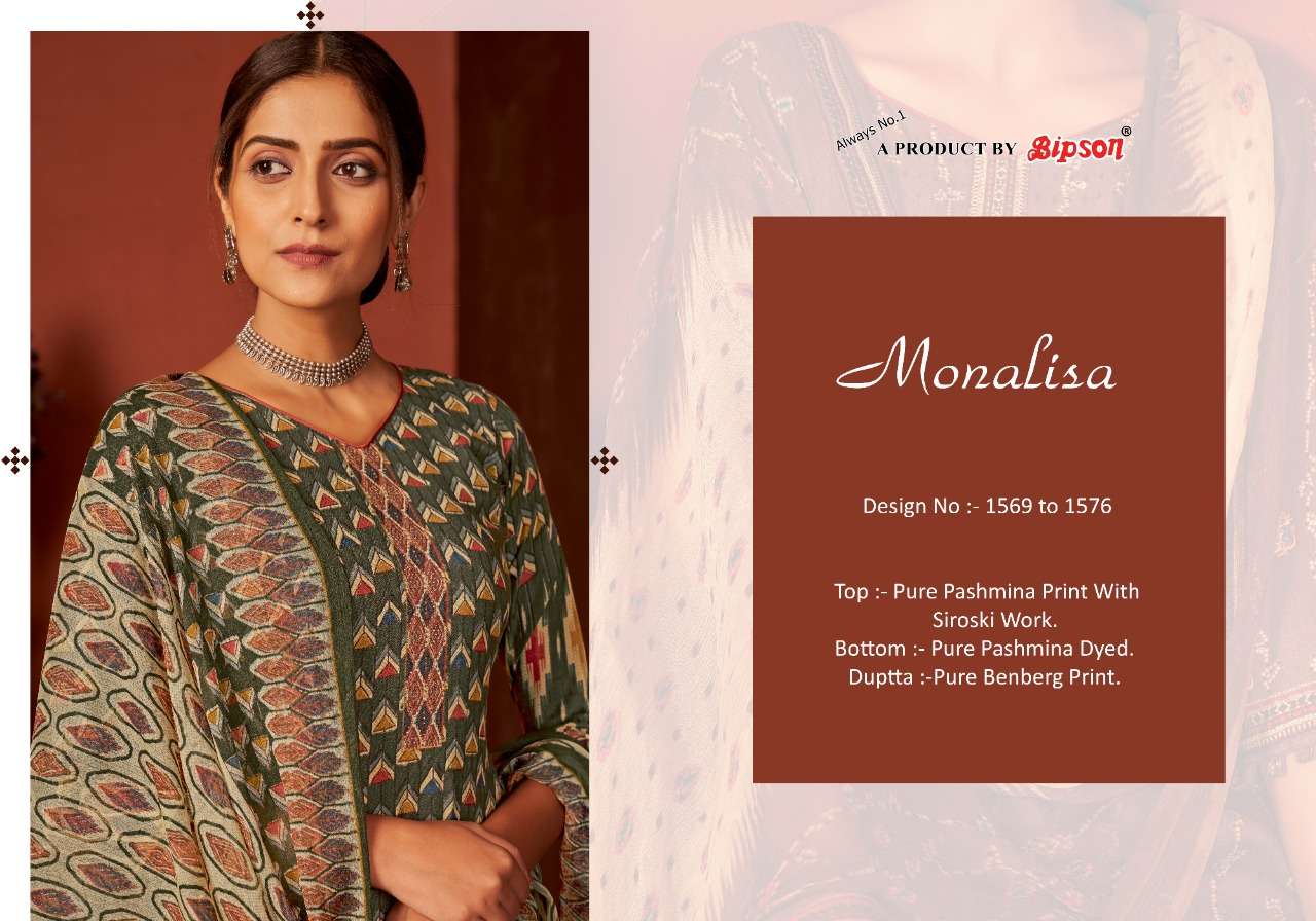 Bipson Monalisa Catalog Premium Winter Wear Pashmina Dress Materials Wholesale