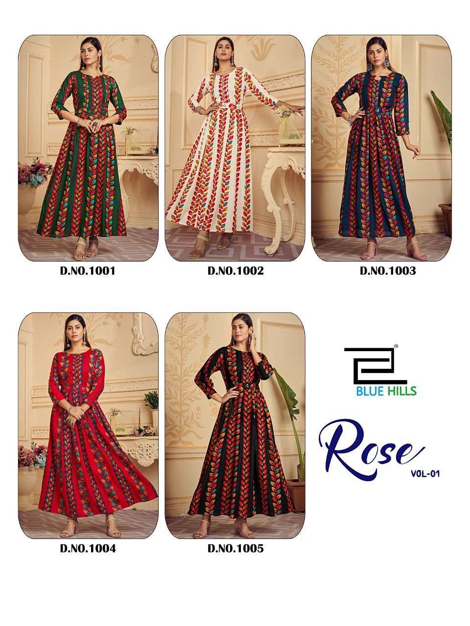 Blue Hills Rose Vol 1 Catalog Rayon Wear Designer Kurtis Wholesale
