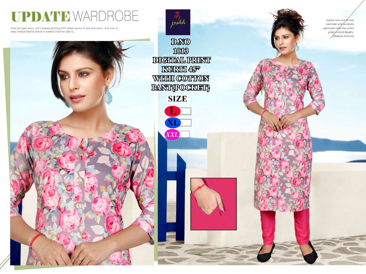 cotton india digital print kurti pant