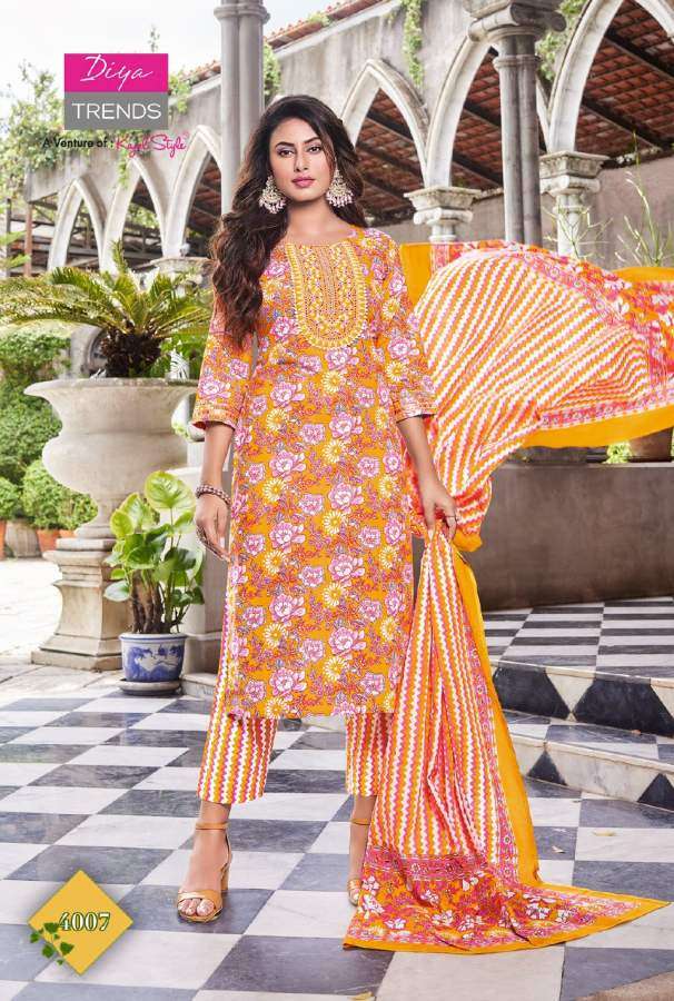 Diya Trends Odhani Vol 4 Catalog Classy Kurti With Pant And Dupatta Wholesale