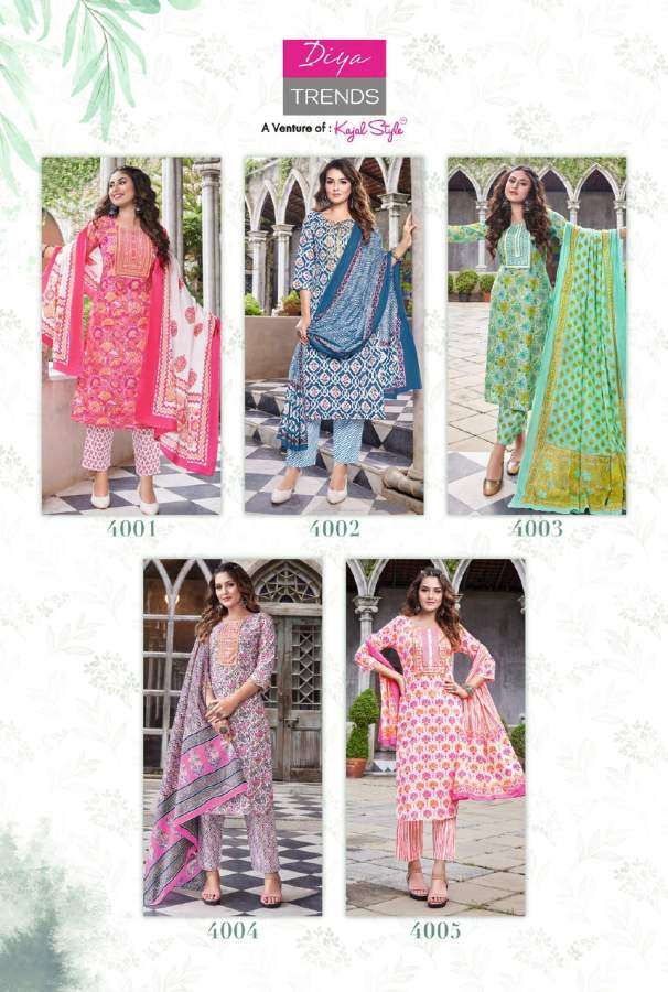Diya Trends Odhani Vol 4 Catalog Classy Kurti With Pant And Dupatta Wholesale