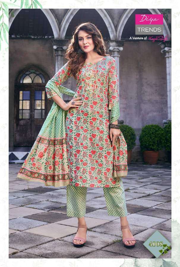 Diya Trends Odhani Vol 4 Catalog Classy Kurti With Pant And Dupatta Wholesale