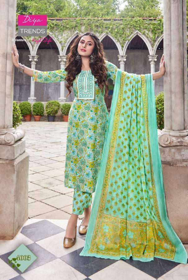 Diya Trends Odhani Vol 4 Catalog Classy Kurti With Pant And Dupatta Wholesale