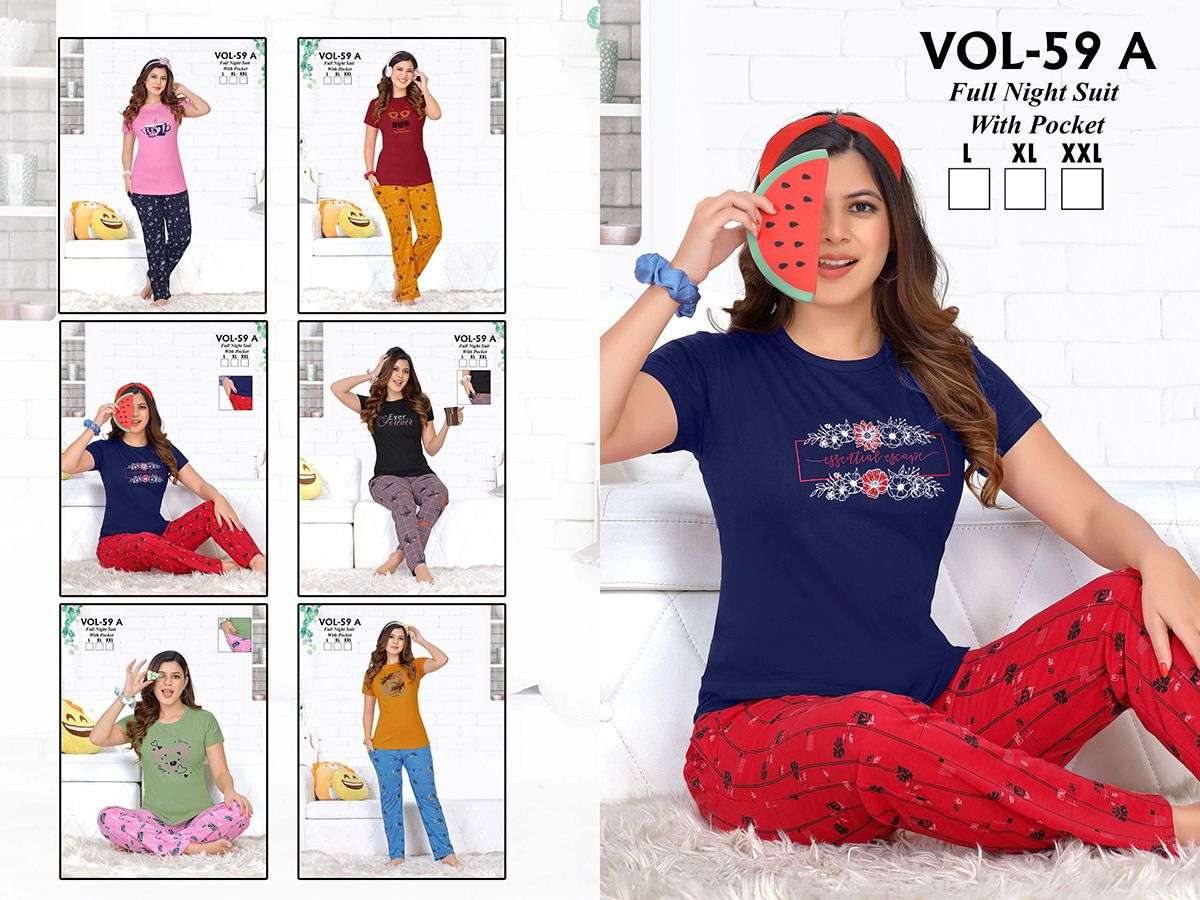 Fashion Talk 59 A Catalog Heavy Shinker Hosiery Cotton Night Suits With Pocket Wholesale