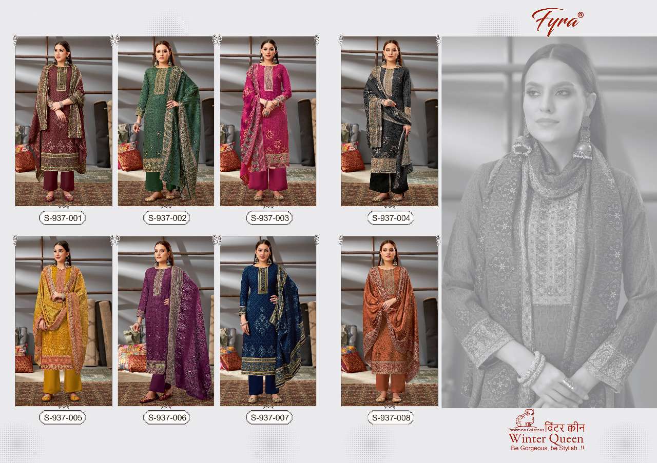 Fyra Winter Queen Catalog Pure Pashmina Jacquard Digital Print Dress Materials Wholesale