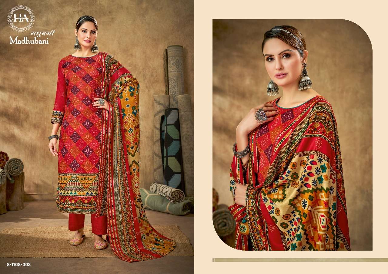 Harshit Madhubani Catalog Designer Wear Winter Pashmina Dress Materials Wholesale