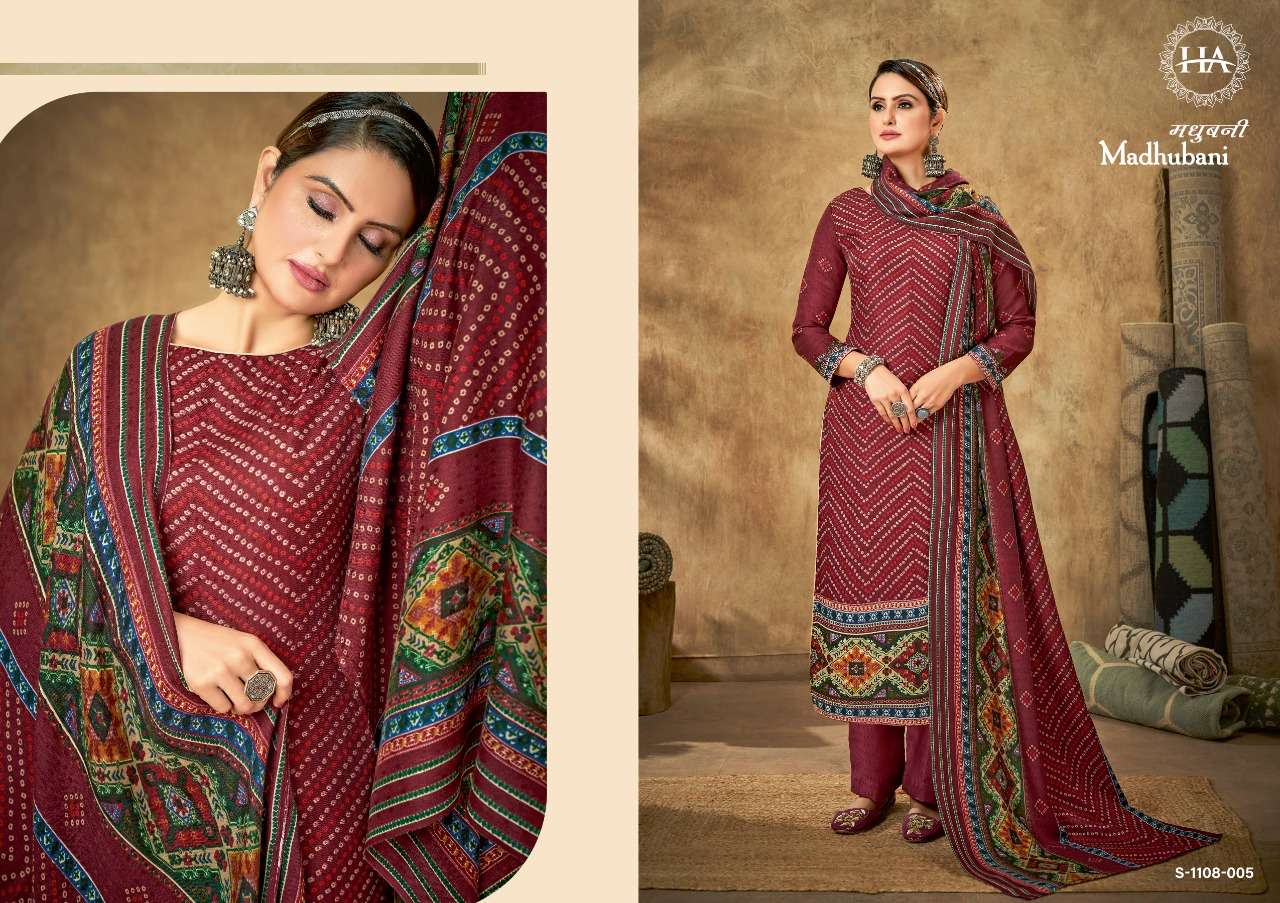 Harshit Madhubani Catalog Designer Wear Winter Pashmina Dress Materials Wholesale