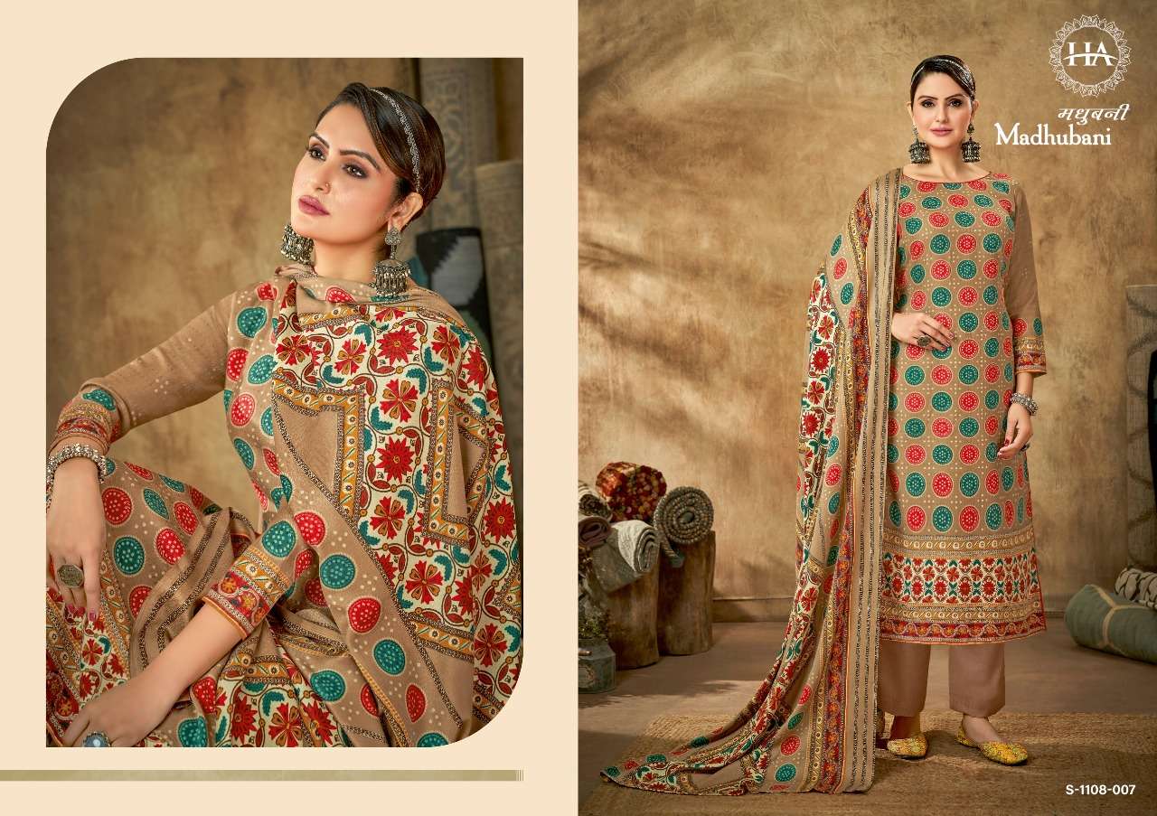 Harshit Madhubani Catalog Designer Wear Winter Pashmina Dress Materials Wholesale
