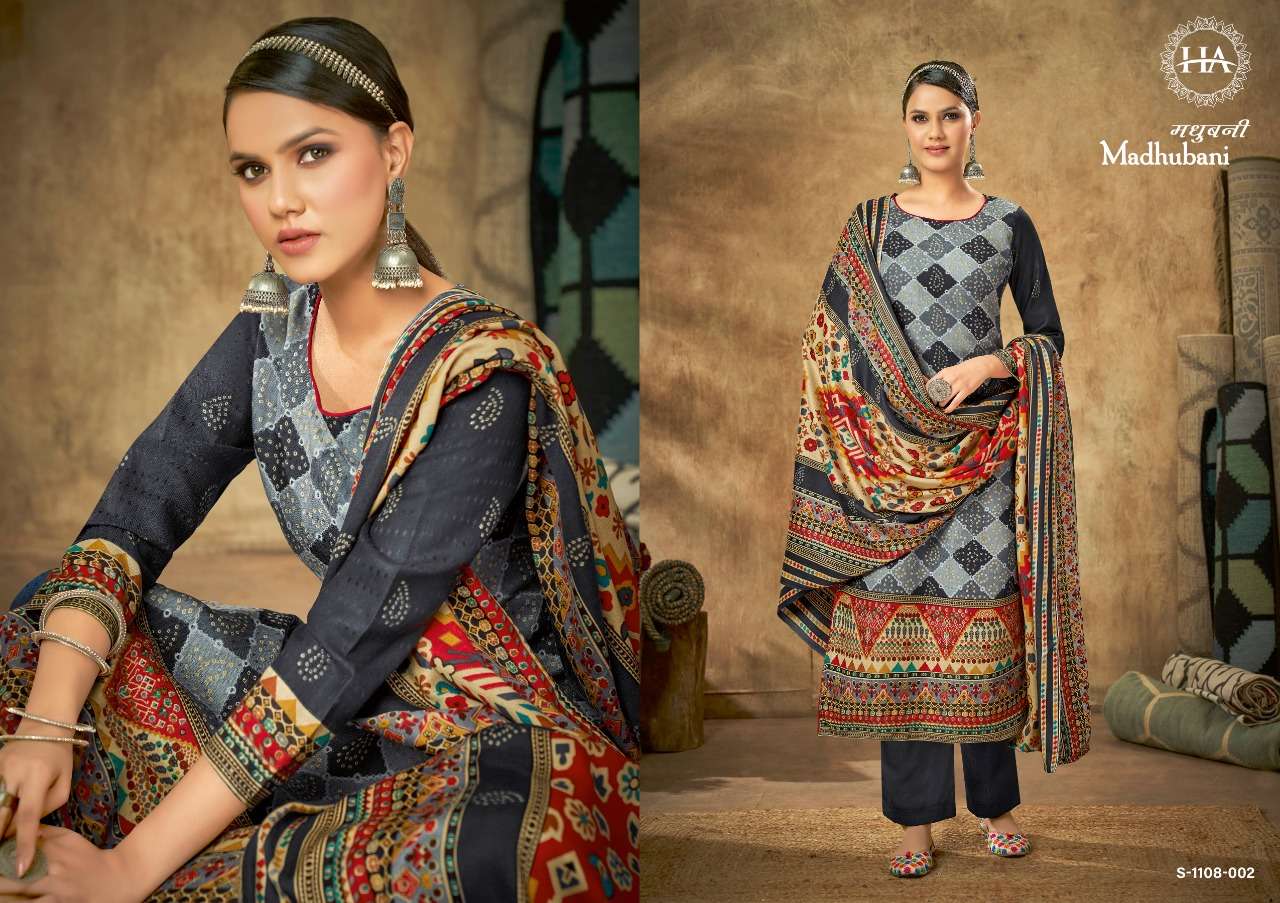 Harshit Madhubani Catalog Designer Wear Winter Pashmina Dress Materials Wholesale